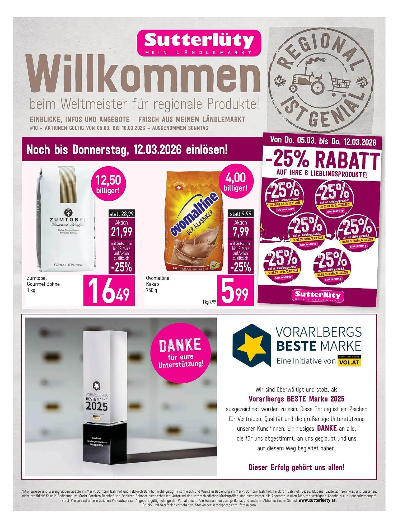 Sutterlüty Flugblatt von 5. März bis 10. März 2026 - Flugblätt seite  1