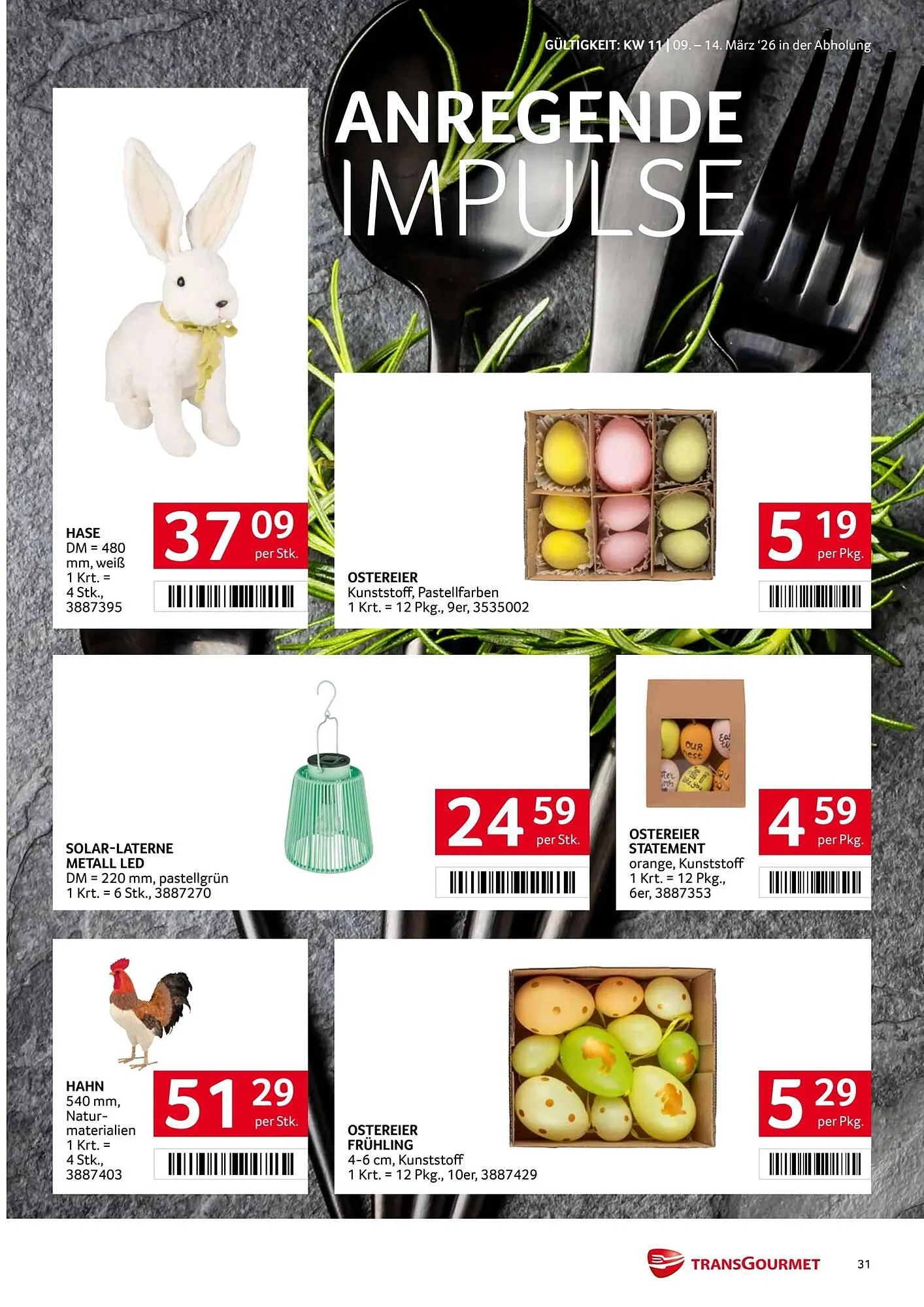 Transgourmet Flugblatt von 9. März bis 14. März 2026 - Flugblätt seite 31