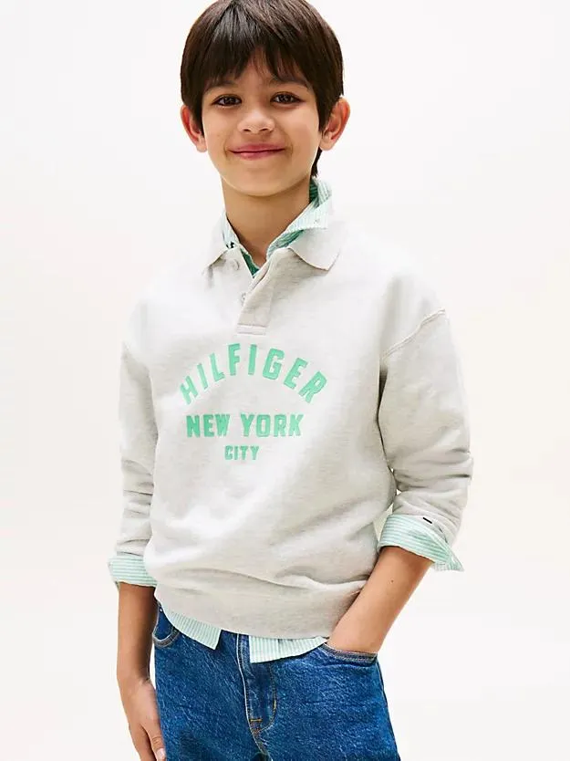 Sweatshirt mit Polokragen und Grafik