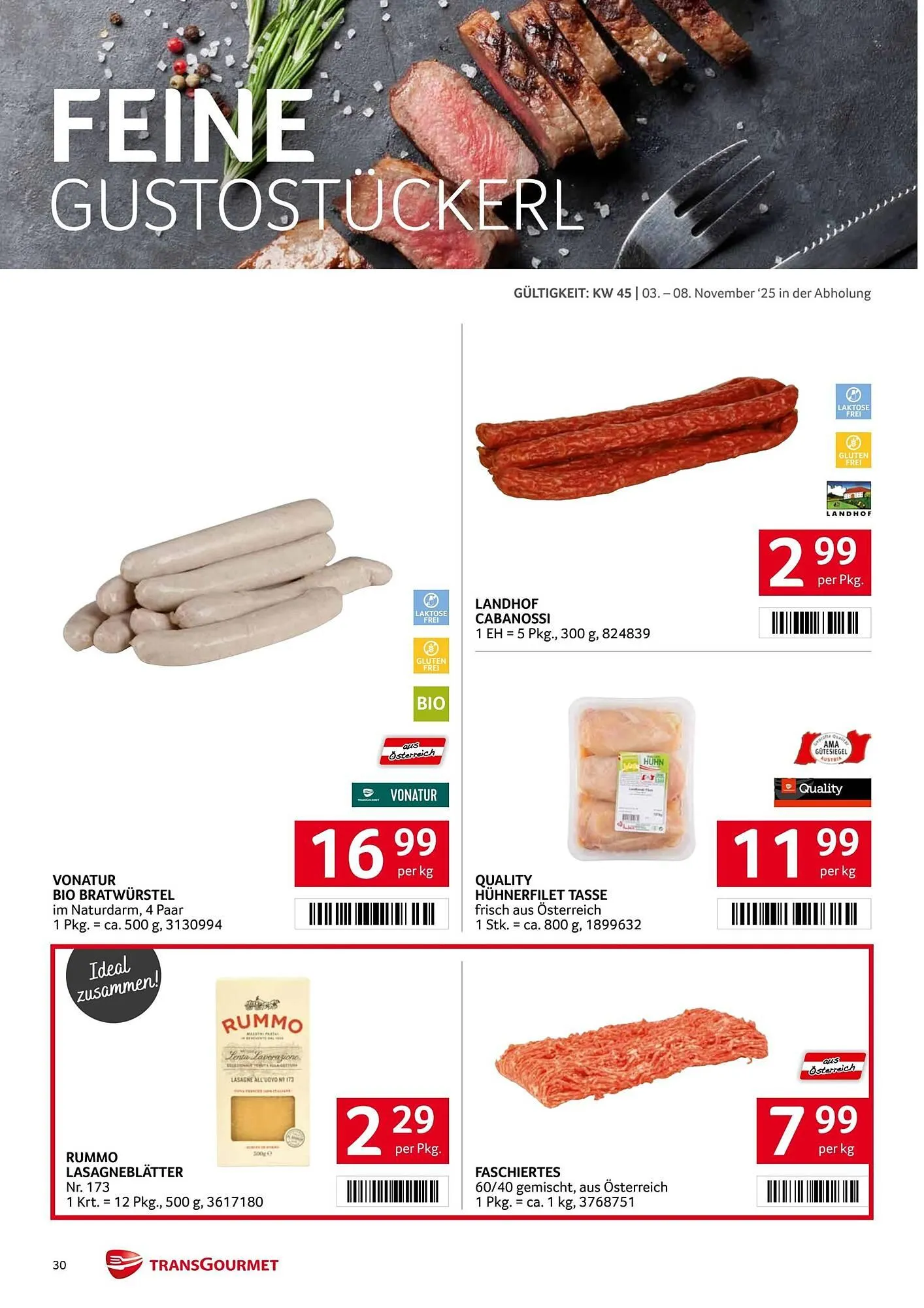 Transgourmet Flugblatt von 3. November bis 9. November 2025 - Flugblätt seite 30
