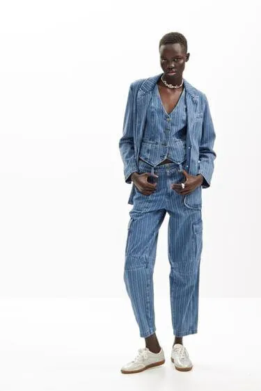 Gestreifter Denim-Blazer