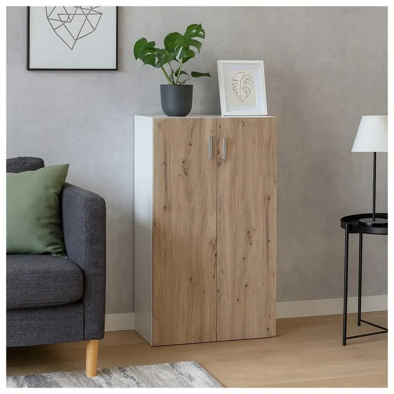 HTI-Living Kommode mit 3 Regalfächern Nina Weiß-Artisaneiche