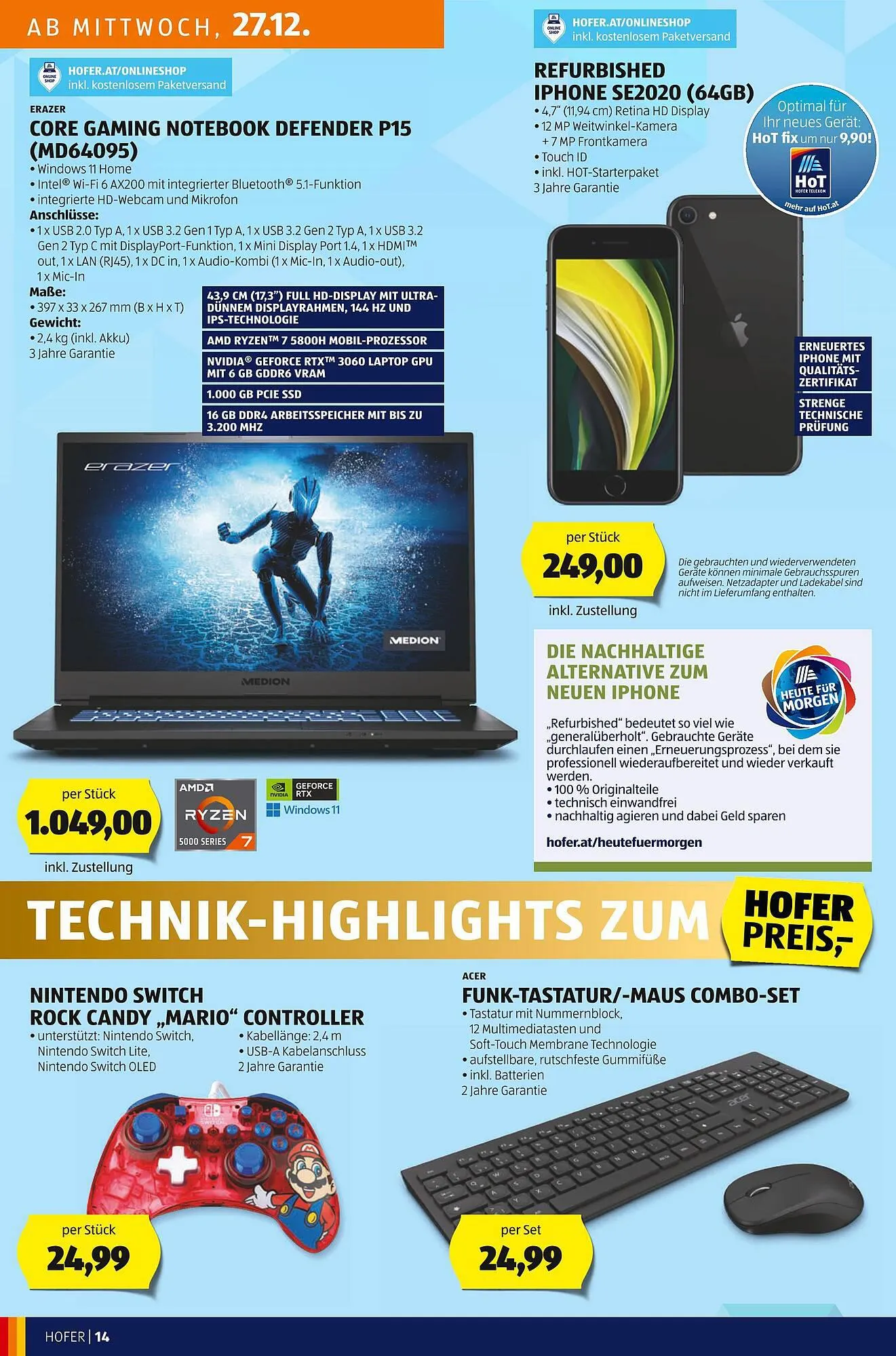 Hofer Flugblatt von 22. Dezember bis 28. Dezember 2024 - Flugblätt seite  16