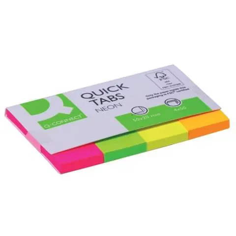 Index Marker 4 Stück x50BL neon 20x50mm Q-CONNECT KF01226FSC