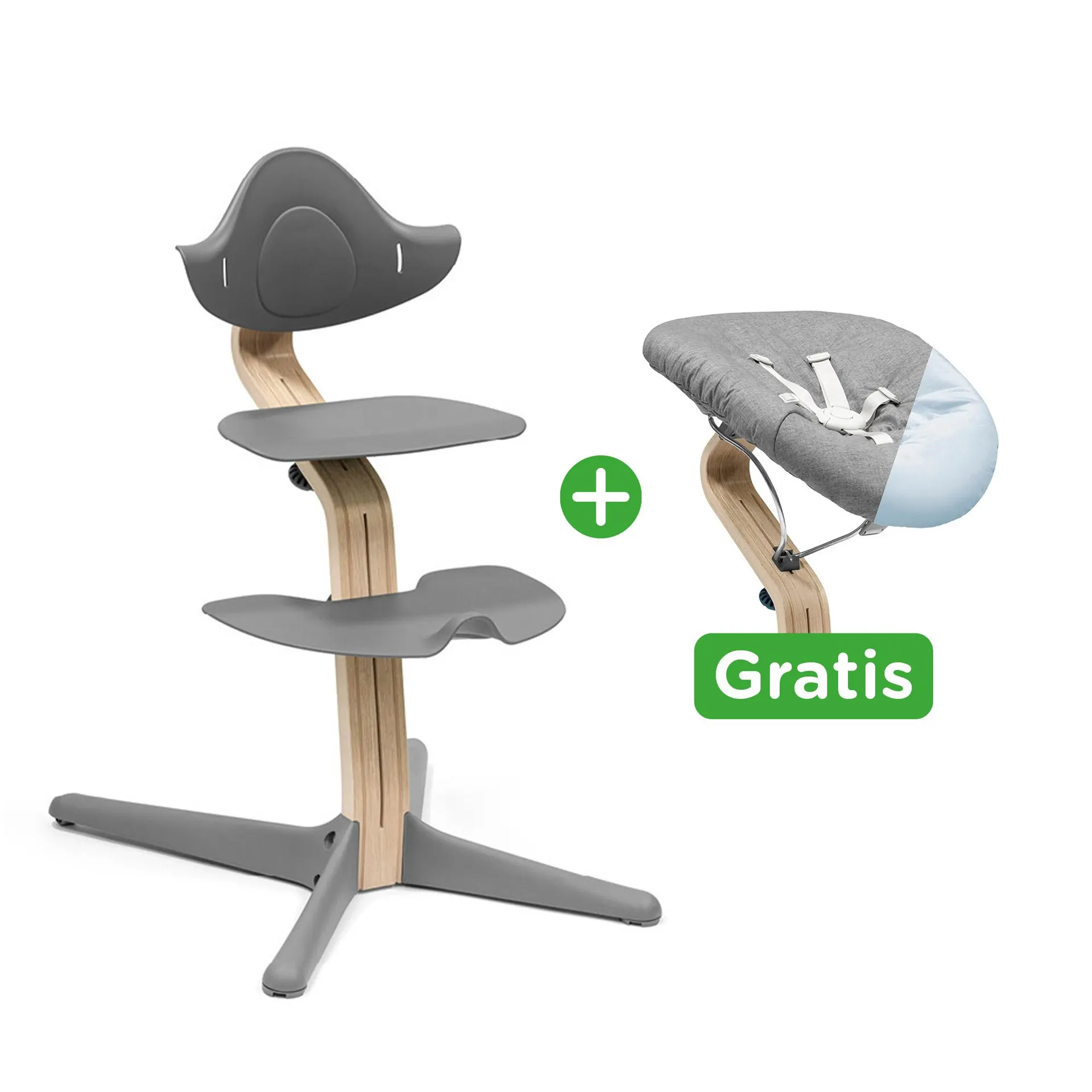 Set Nomi® Hochstuhl Buche Grey mit Newborn Set Grey Grey/Blue
