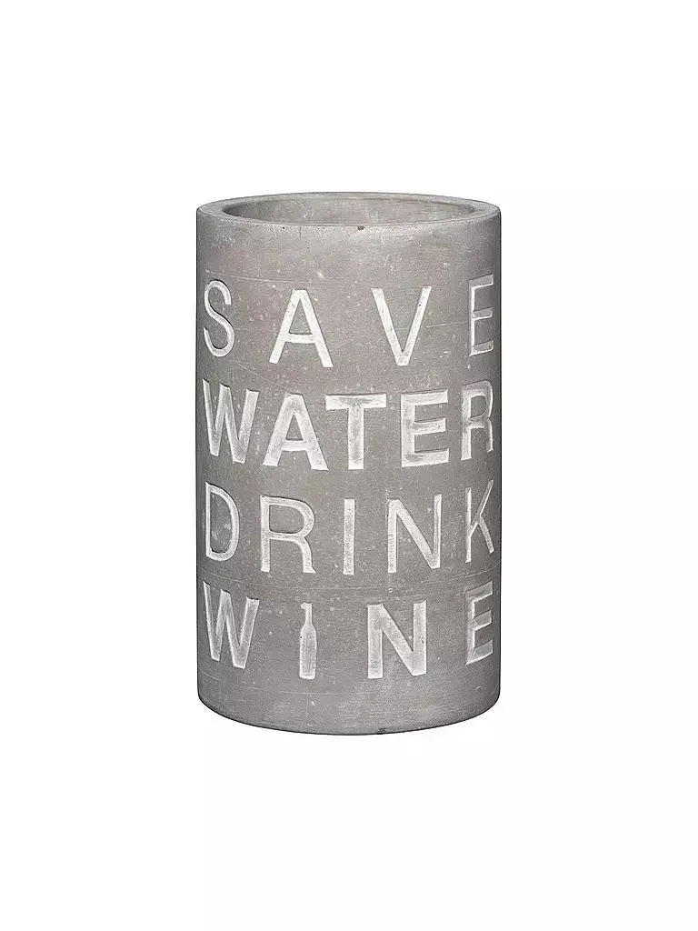 Flaschenkühler aus Beton 21cm "Save Water - Drink Wine"