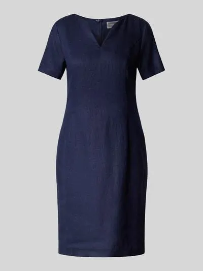 Knielanges Kleid mit V-Ausschnitt in marine