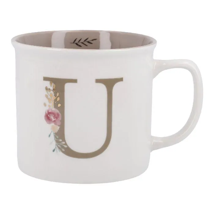 Becher Buchstabe/Blumen, U, 390 ml