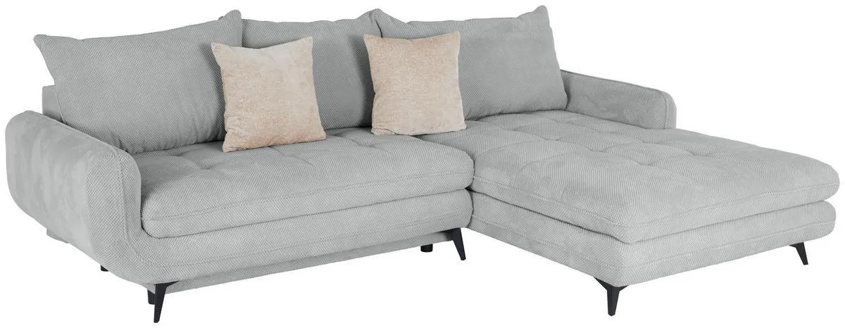 Ecksofa Mit Schlaffunktion & Bettkasten Wave Silberfarben