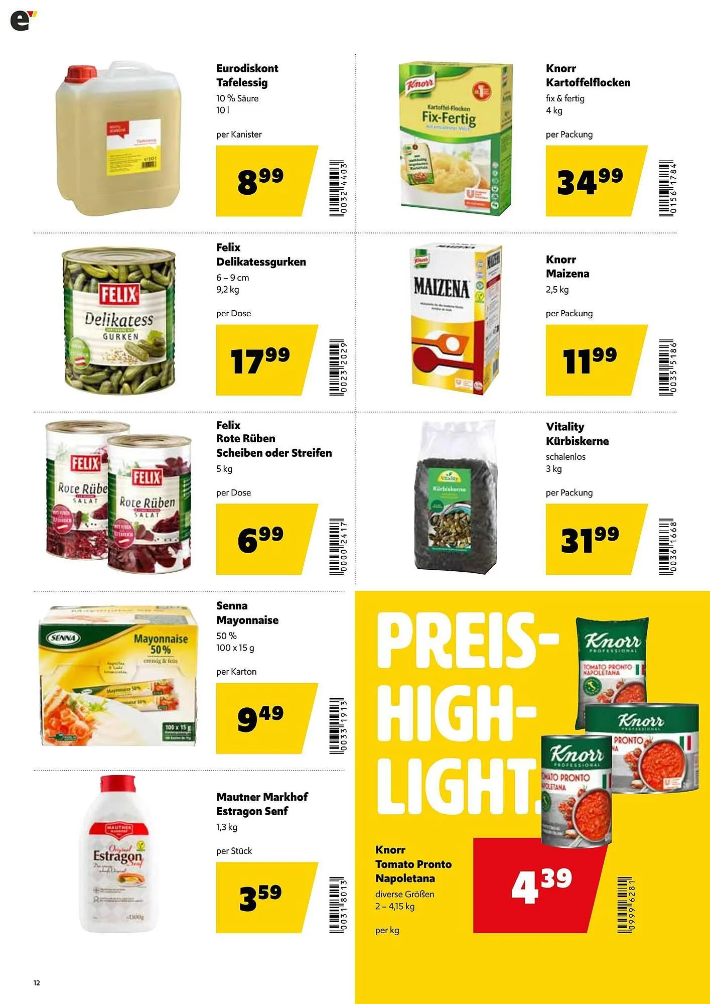 Eurogast Grissemann Flugblatt von 29. Dezember bis 10. Jänner 2026 - Flugblätt seite  12