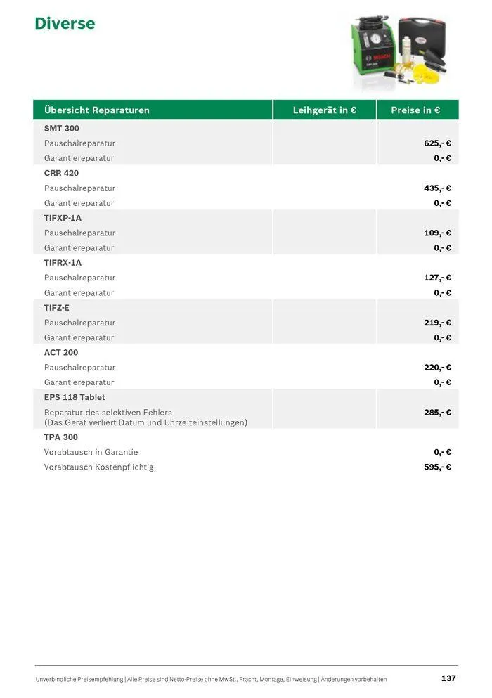 Werkstattausrüstung von Bosch von 21. Mai bis 31. Dezember 2024 - Flugblätt seite 137