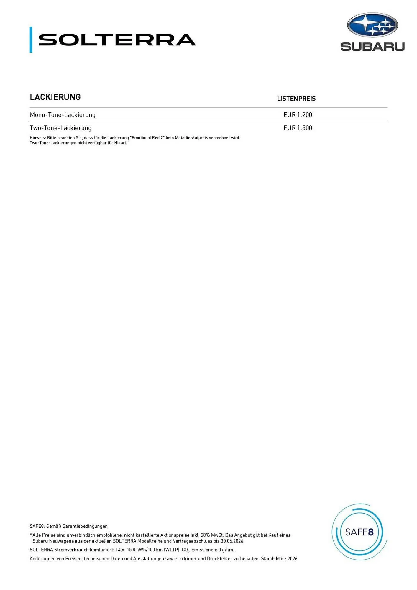 Subaru Flugblatt von 31. März bis 22. April 2026 - Flugblätt seite  2