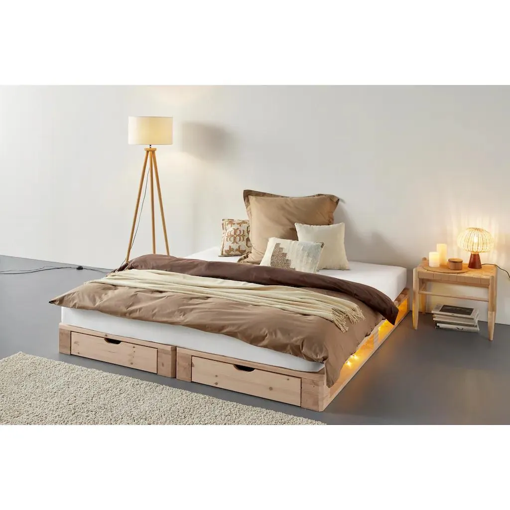 Home affaire Palettenbett »"ALASCO " BESTSELLER! Mit Schublade«, zertifiziertes Massivholz, erweiterbar zum Doppel- oder Familienbett
