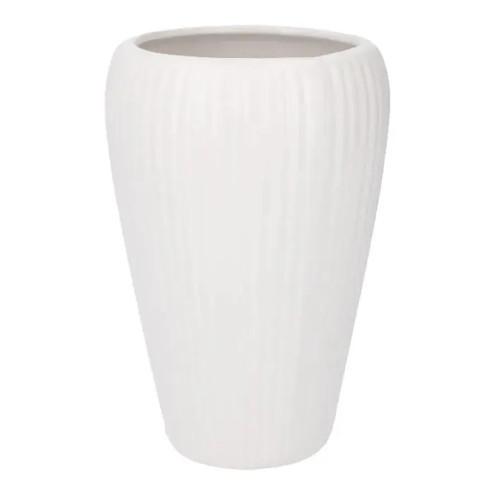 Vase Riffel, weiß-matt, 20 cm