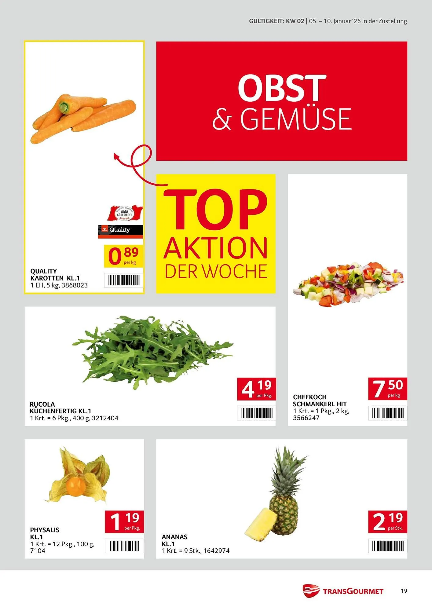 Transgourmet Flugblatt von 5. Jänner bis 10. Jänner 2026 - Flugblätt seite  19