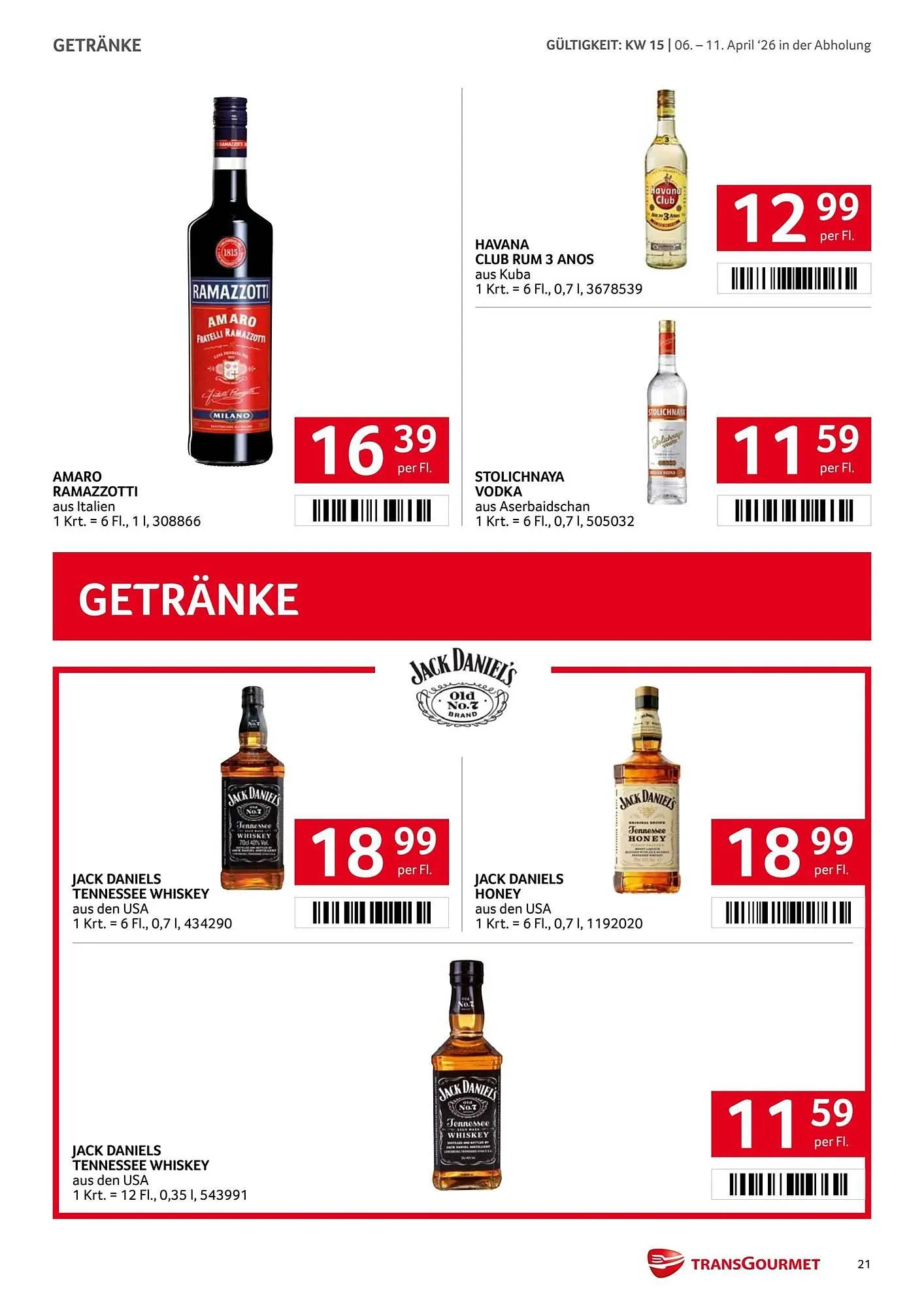 Transgourmet Flugblatt von 6. April bis 11. April 2026 - Flugblätt seite  21