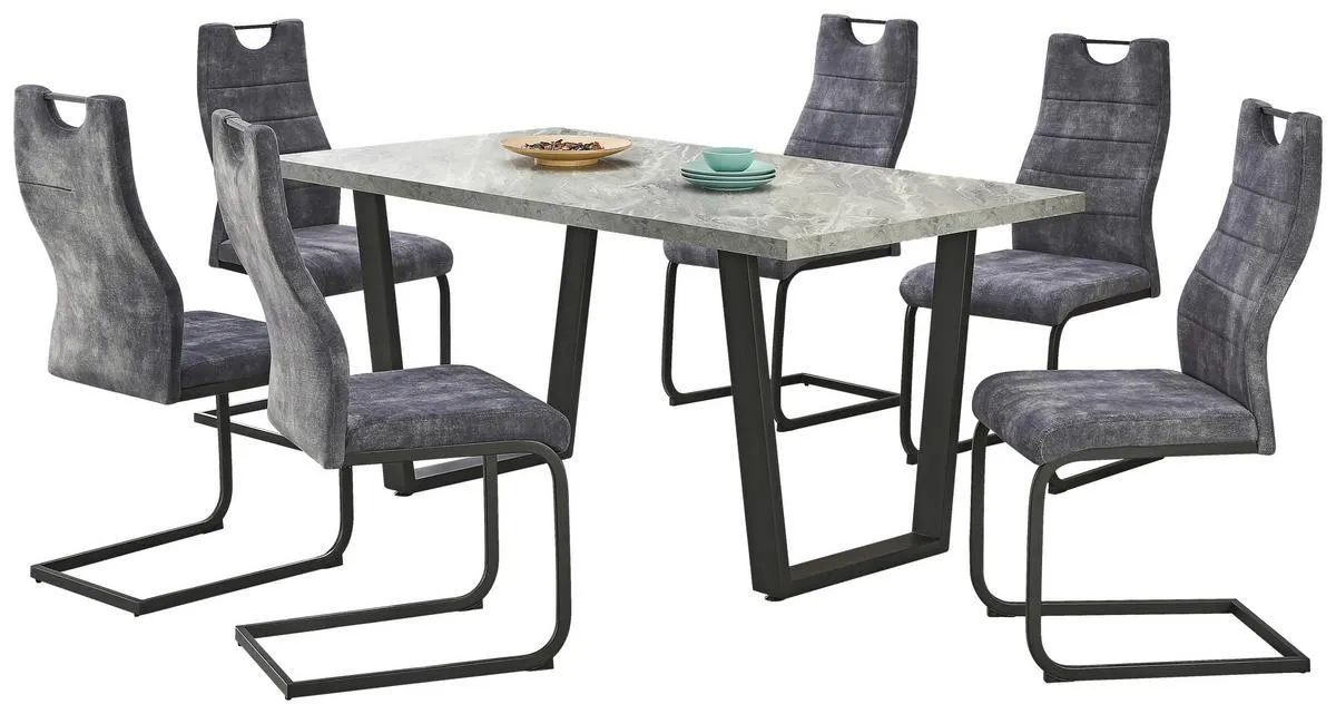 Melbourne 7-tlg. Metall/textil/holzwerkstoff