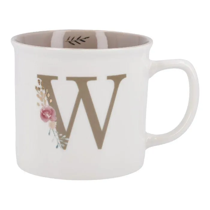 Becher Buchstabe/Blumen, W, 390 ml
