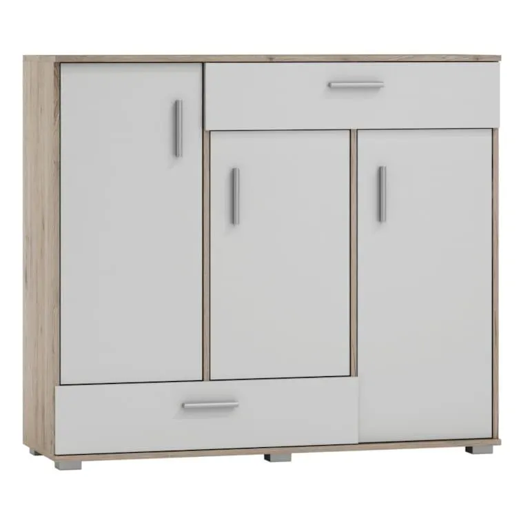 Easy Möbel Kommode Kavieng 02, Farbe: Eiche / Weiß - Abmessungen: 110 x 125 x 40 cm (H