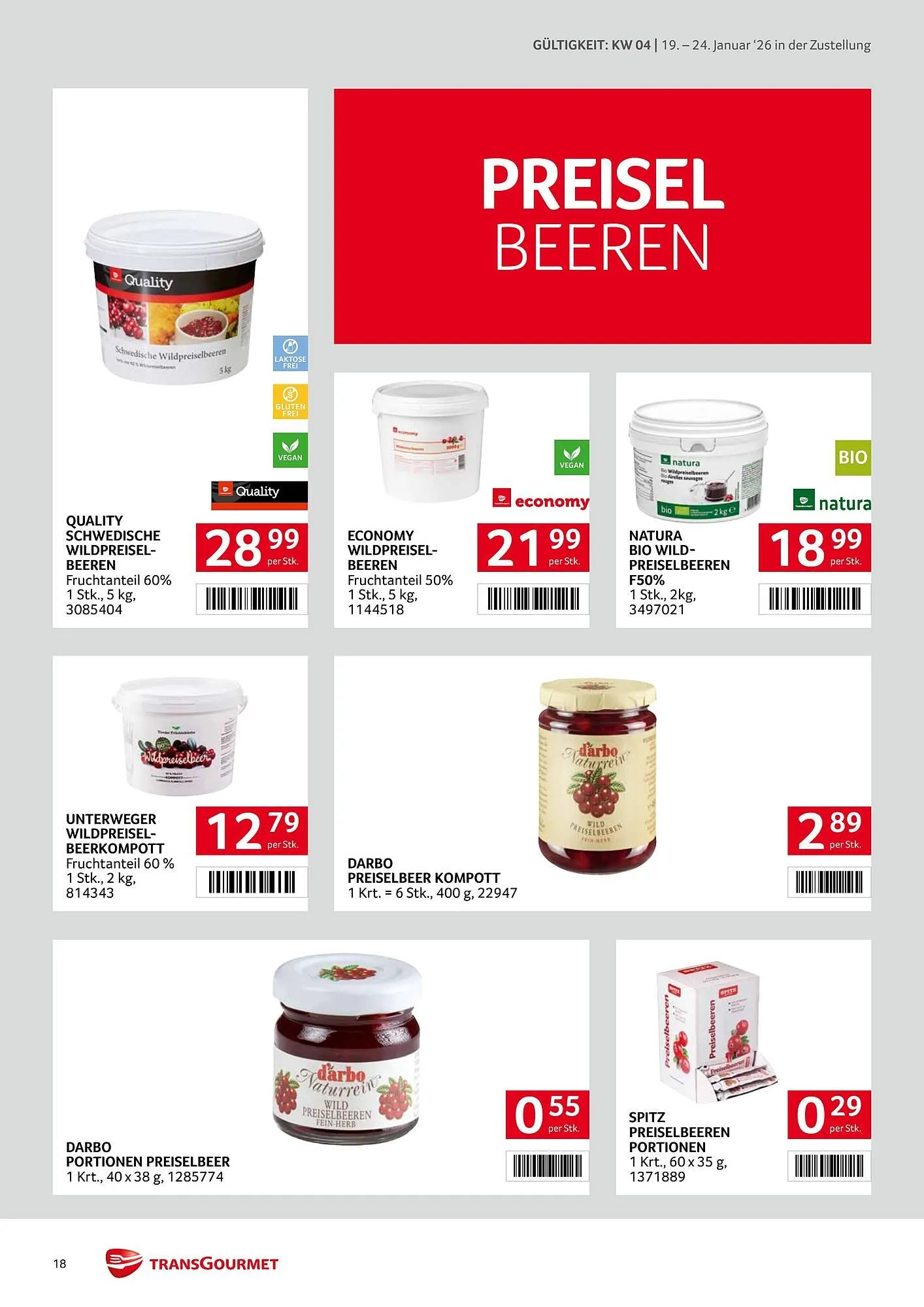 Transgourmet Flugblatt von 19. Jänner bis 24. Jänner 2026 - Flugblätt seite  18