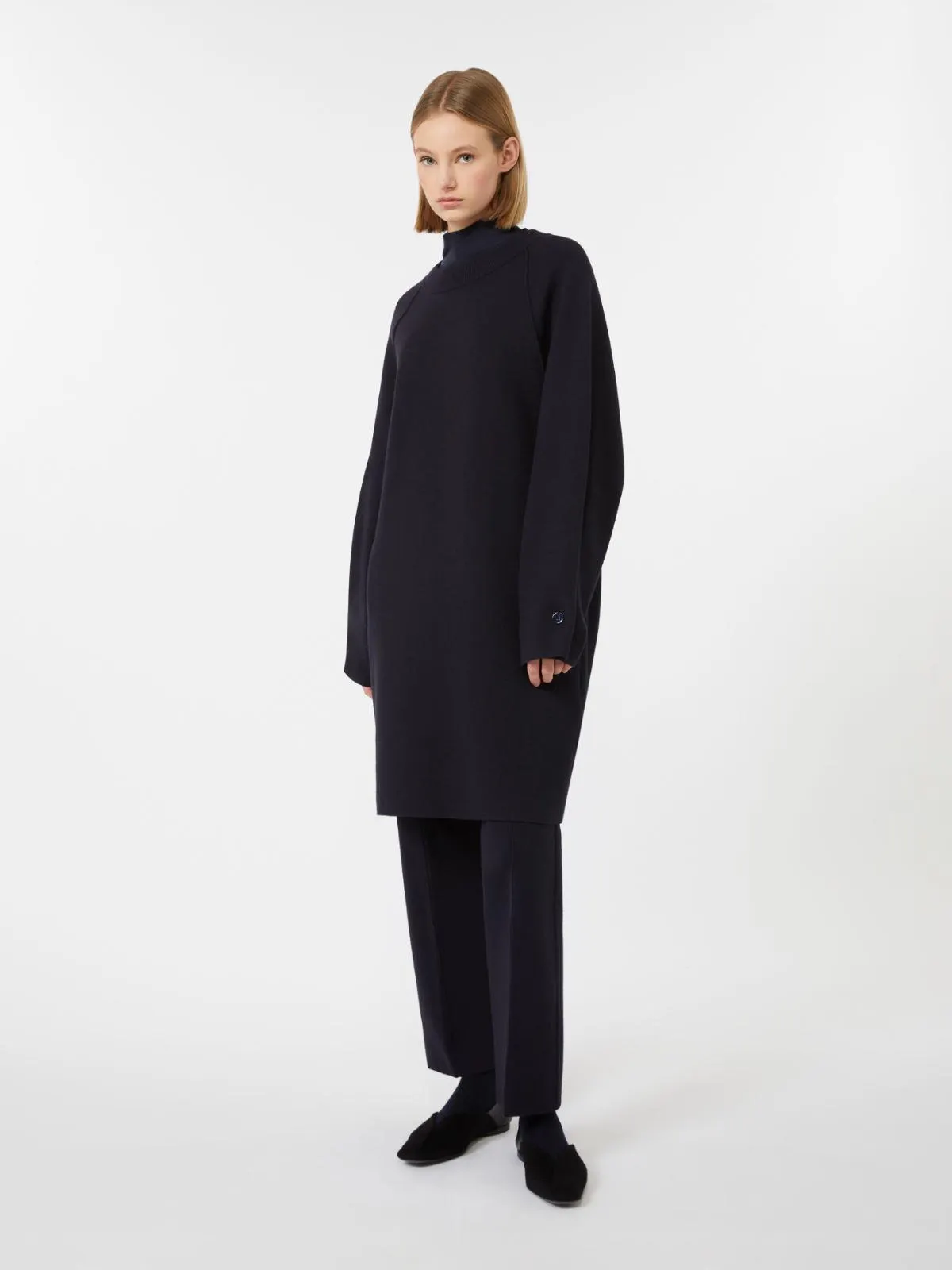 Kleid aus Viskose- und Wollgewebe - Blau