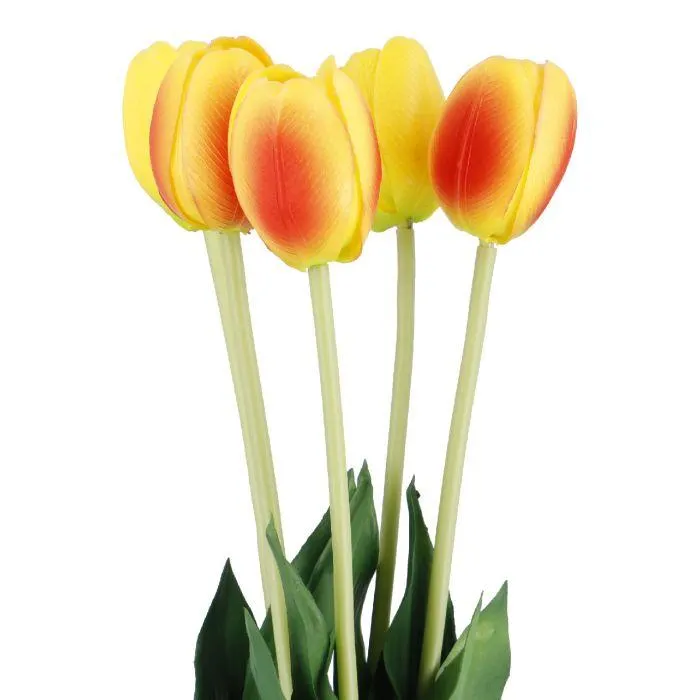 Tulpenstrauß 5 Blüten, gelb/orange, 40 cm