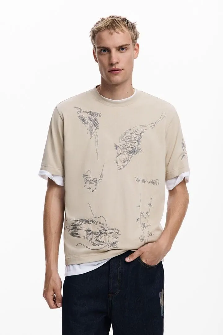 T-Shirt mit Karpfenmotiven