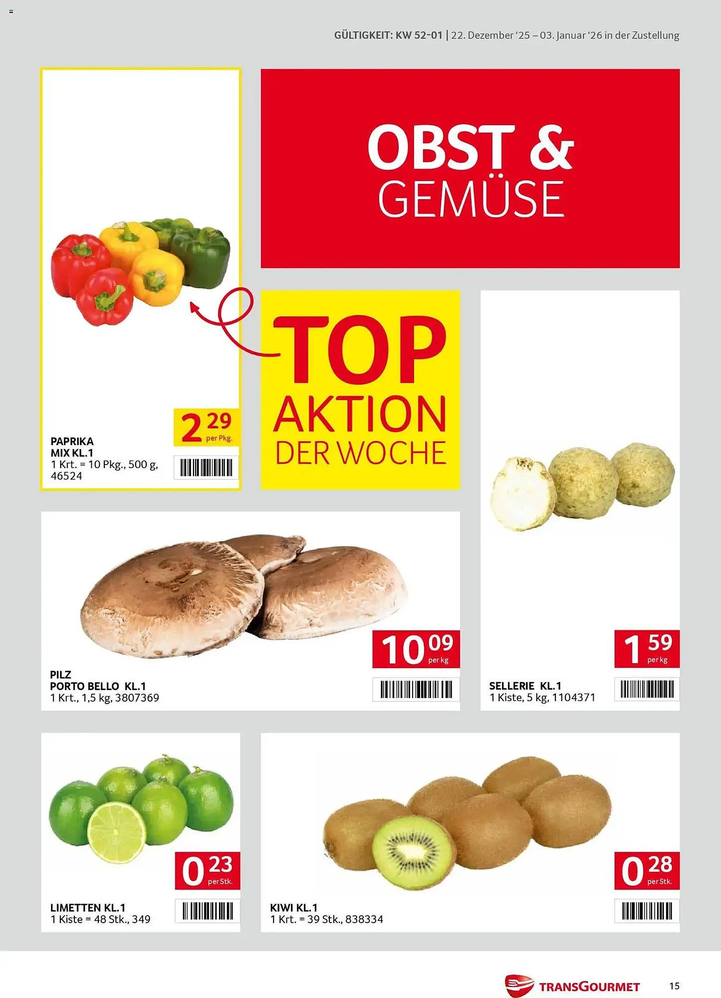 Transgourmet Flugblatt von 22. Dezember bis 3. Jänner 2026 - Flugblätt seite 15