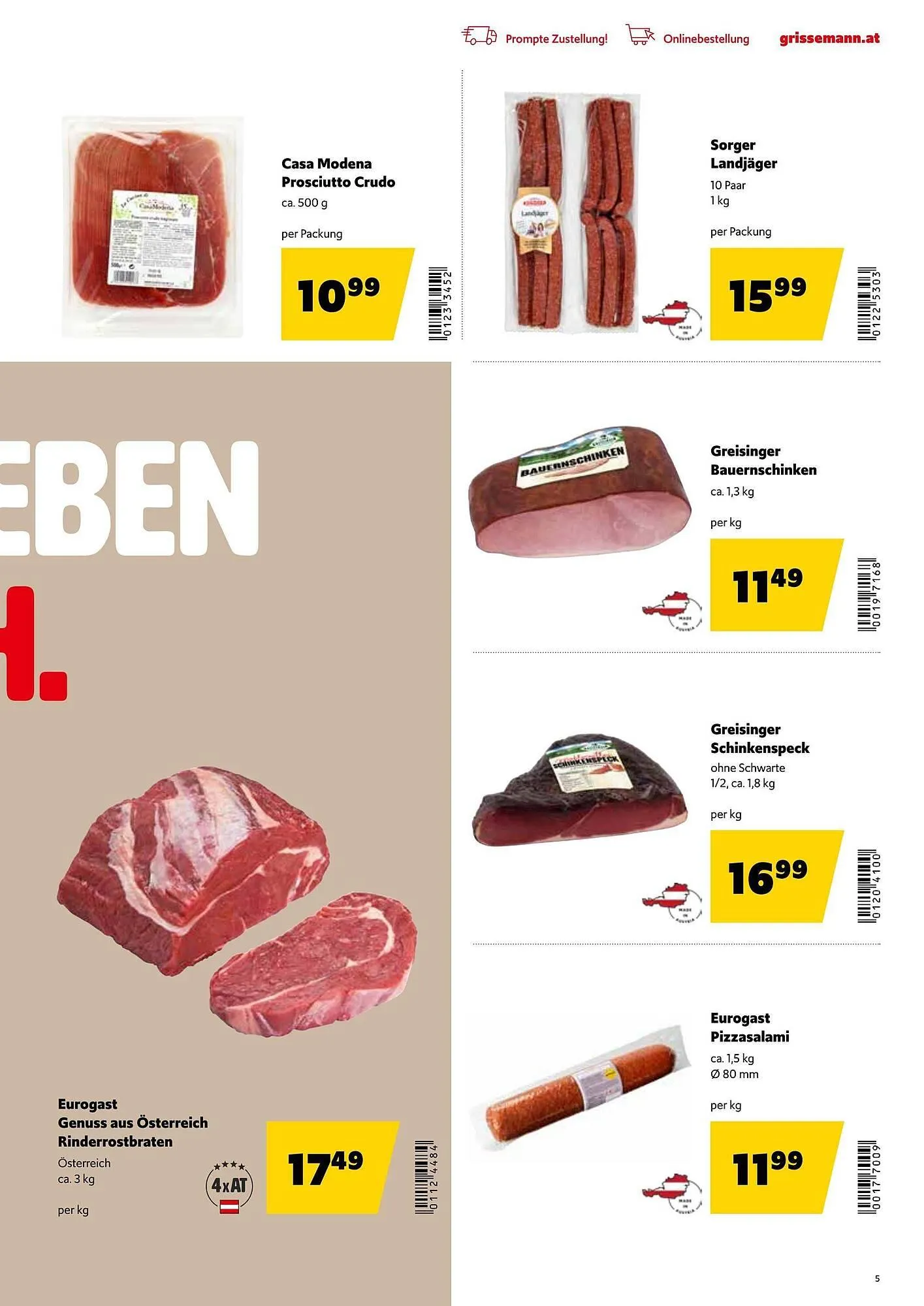 Eurogast Grissemann Flugblatt von 27. Jänner bis 8. Februar 2025 - Flugblätt seite  5