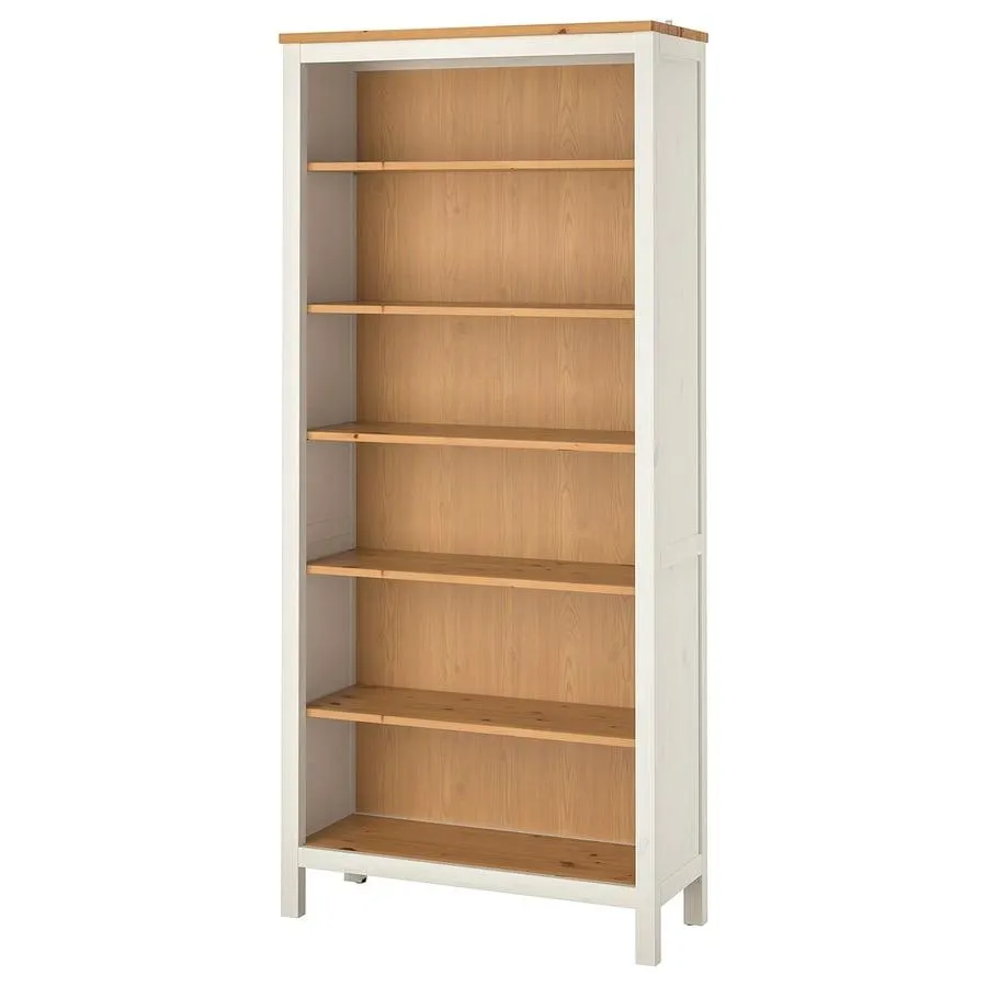 HEMNES Bücherregal, weiß gebeizt/hellbraun, 90x197 cm