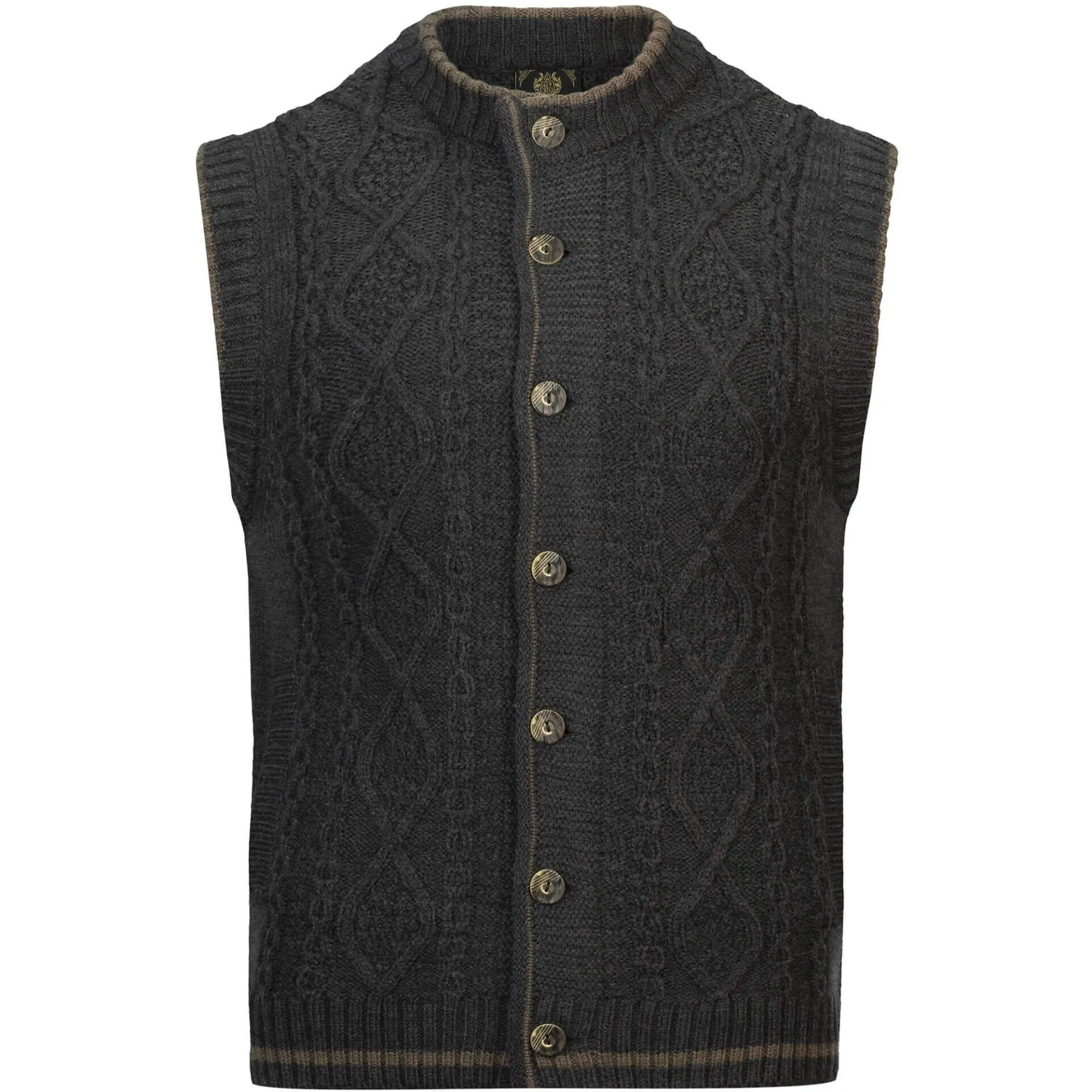 Herren Trachten Strickweste "Anton", mit Knöpfen, Anthrazit