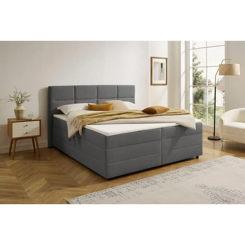 OTTO home Boxbett »Fillmore inkl. Bettkasten, Liegefläche 180x200 cm, in Boxspring-Optik« inkl. Topper, erhältlich in verschiedenen Farben