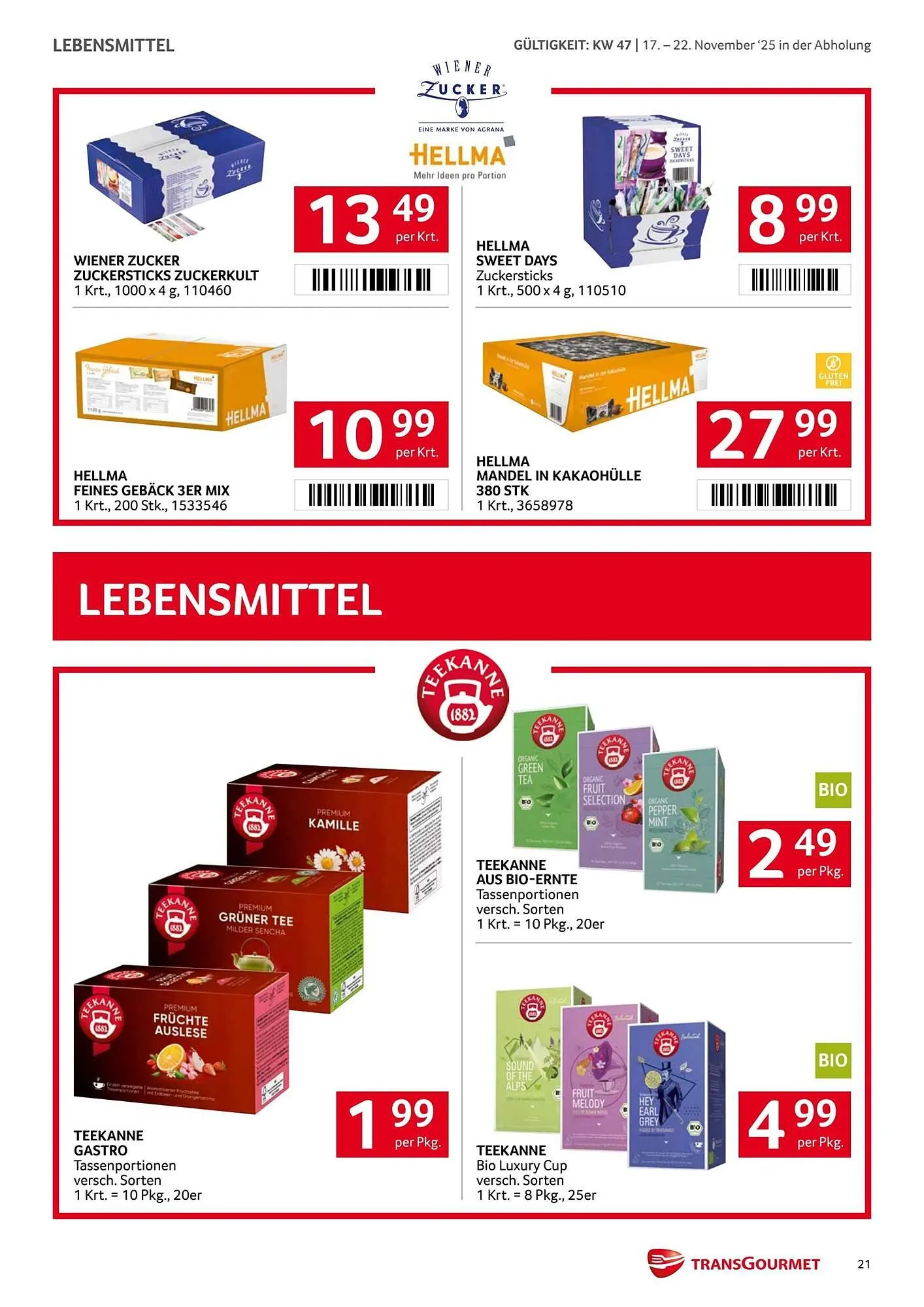 Transgourmet Flugblatt von 17. November bis 23. November 2025 - Flugblätt seite  21