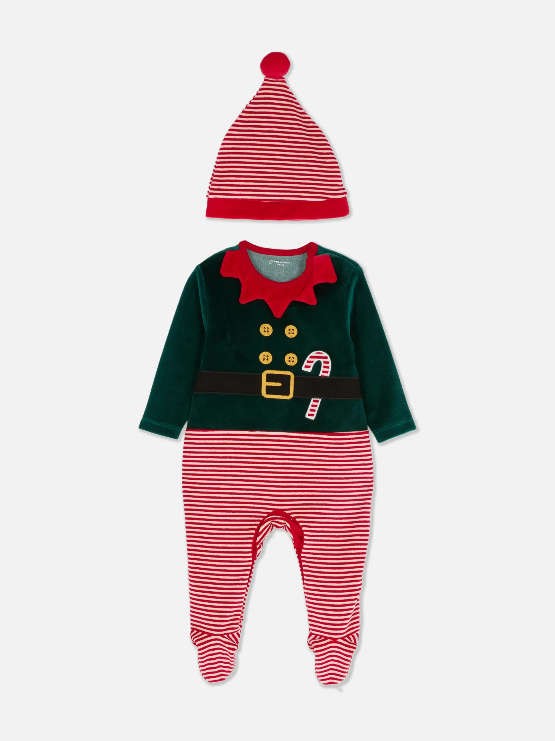 Weihnachtself-Schlafanzug und Mütze im Set