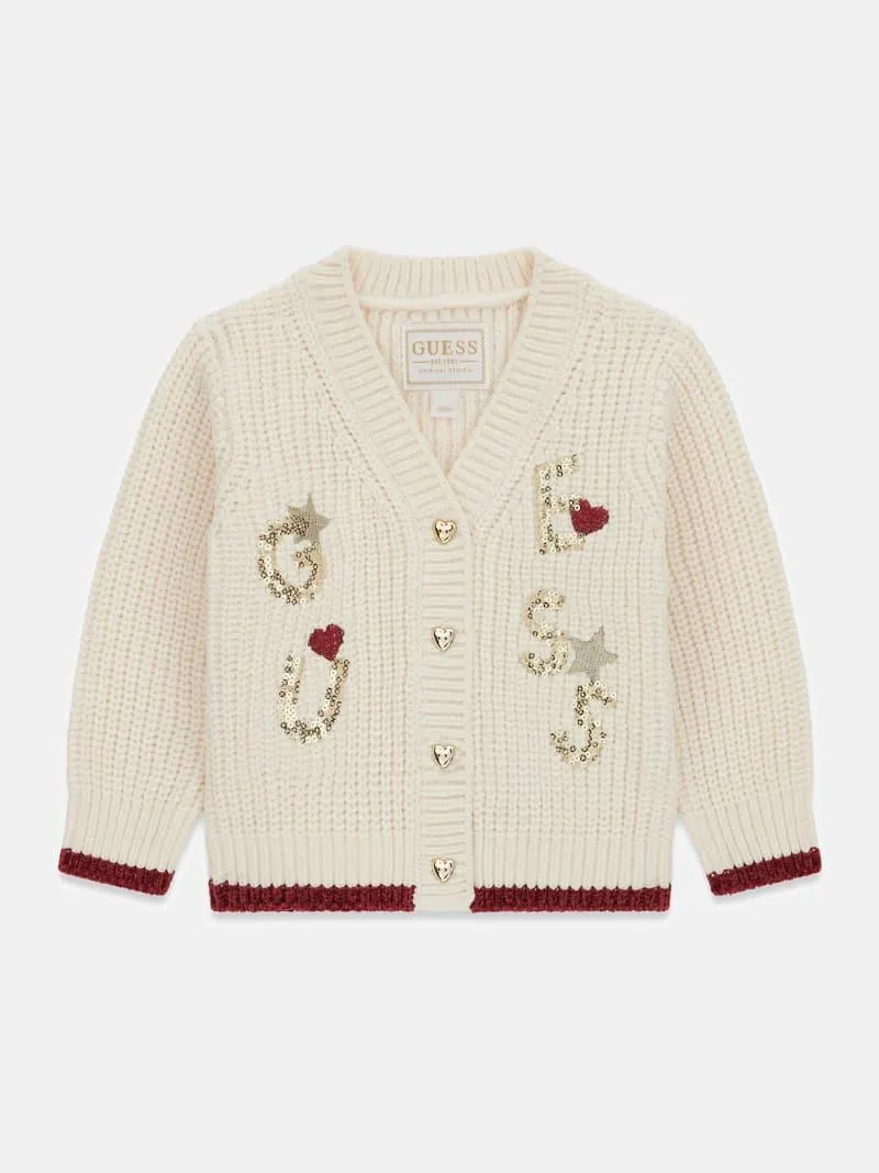 Cardigan mit Logo aus Pailletten