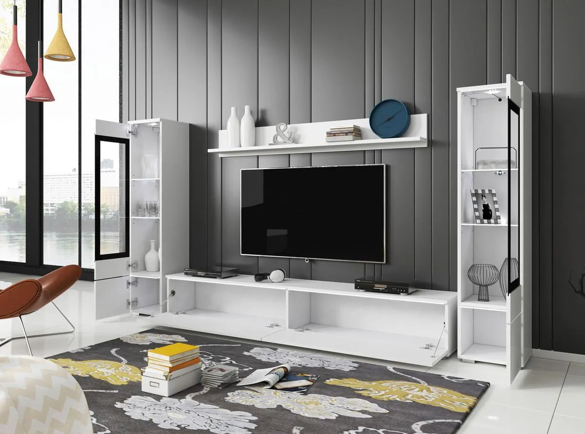 Modern 4-Tlg. mit Led Vera Weiß Hochglanz