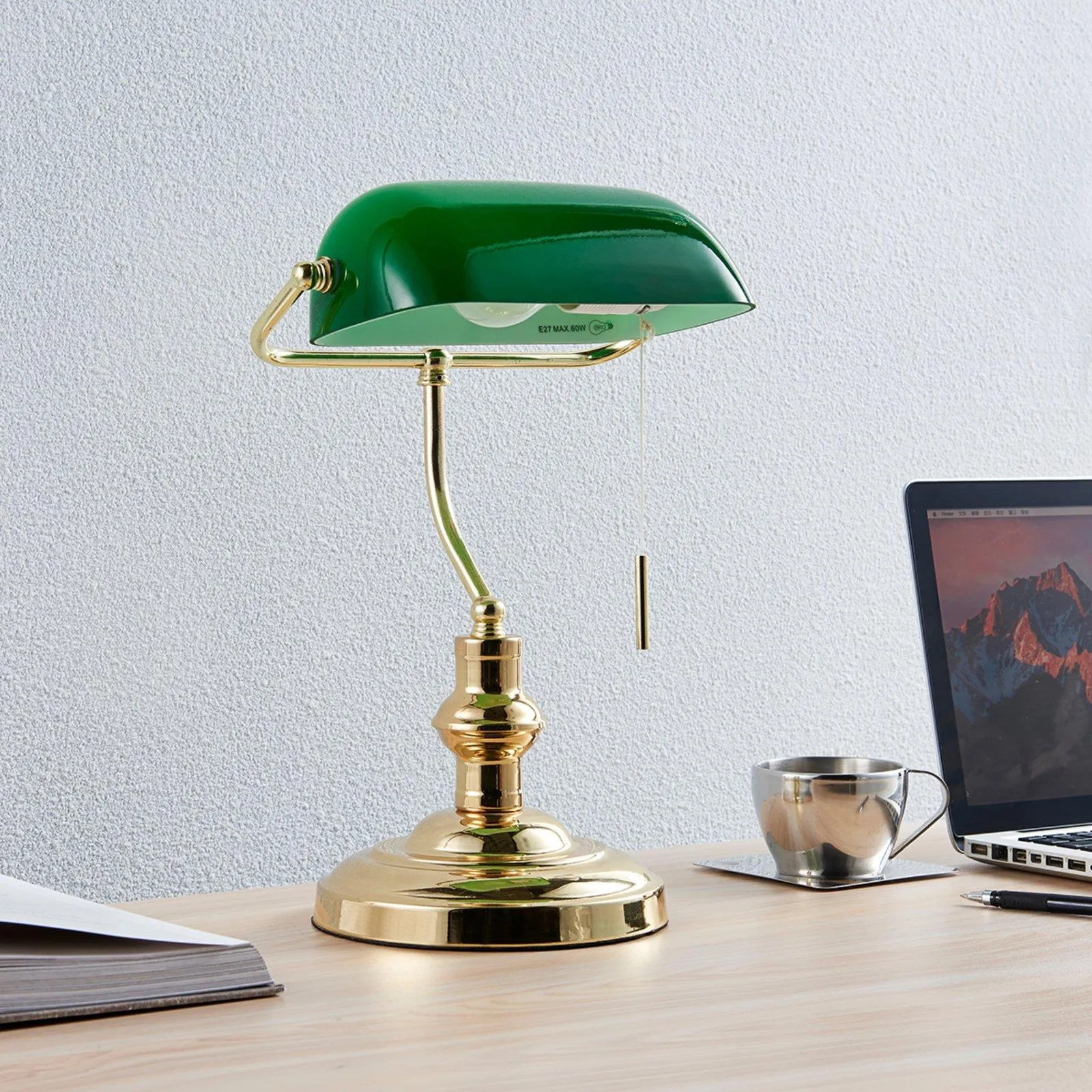 Bankerlampe Milenka, messing poliert