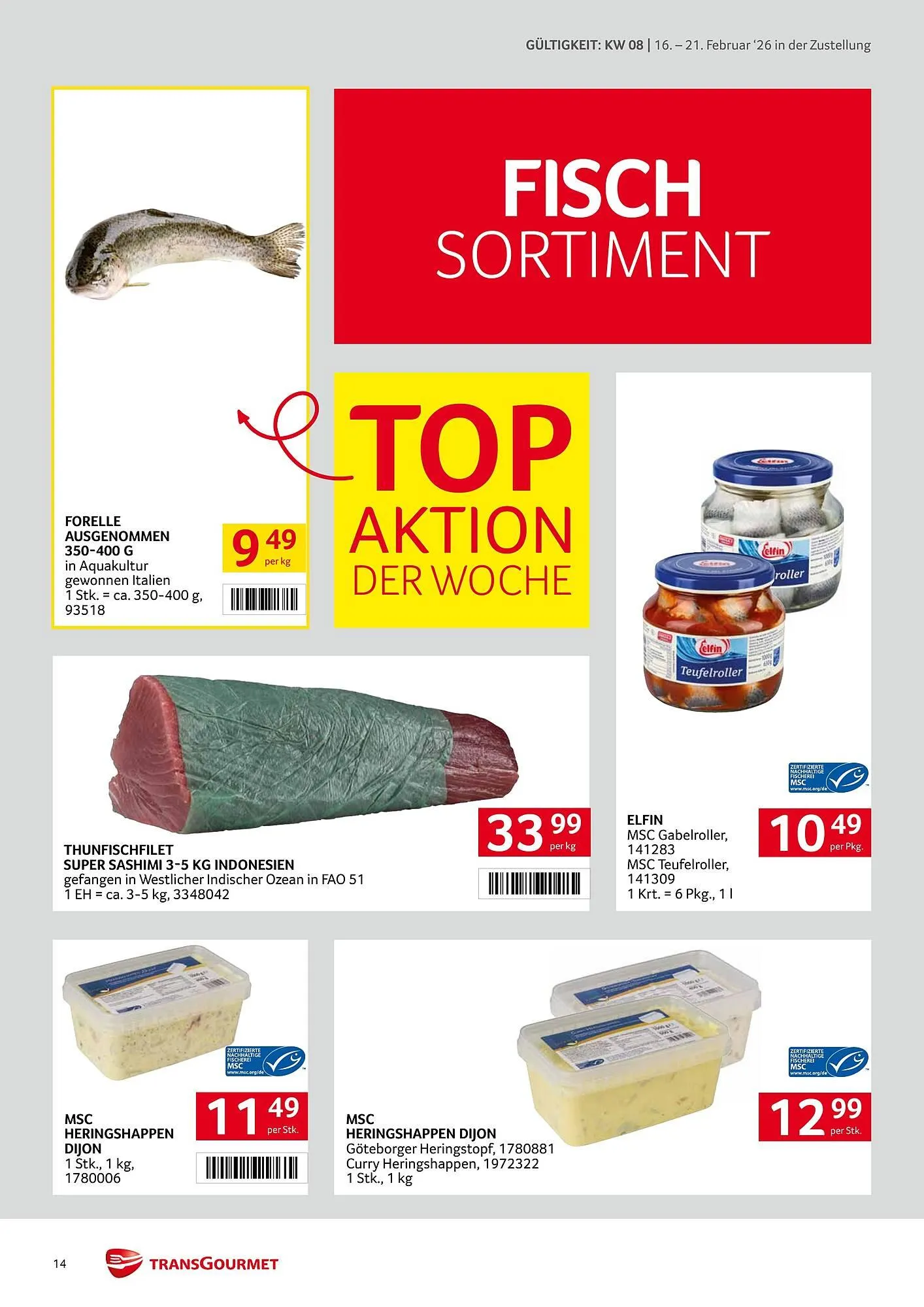 Transgourmet Flugblatt von 16. Februar bis 21. Februar 2026 - Flugblätt seite 14