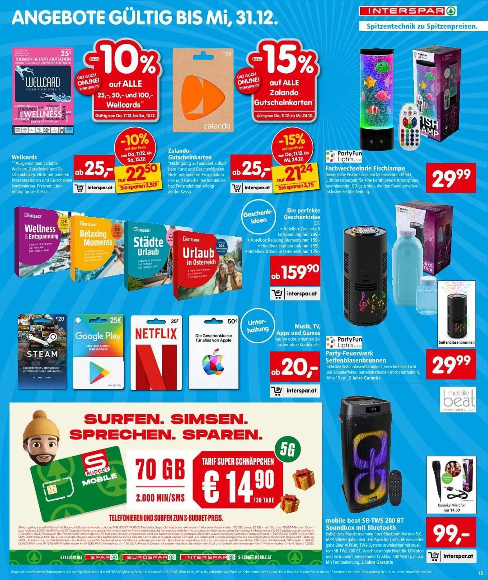 Interspar Flugblatt von 11. Dezember bis 17. Dezember 2025 - Flugblätt seite  15
