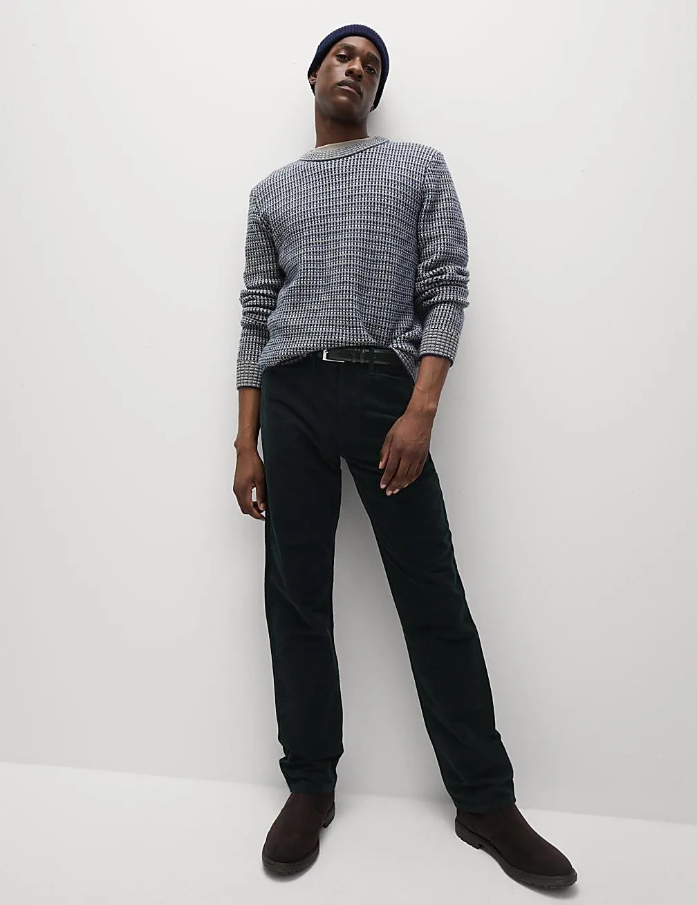 Gerade geschnittene, italienische 5-Taschen-Hose aus Moleskin