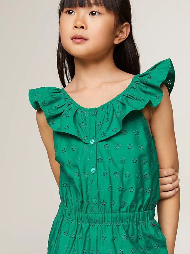 TH Monogram Jumpsuit mit Lochstickerei