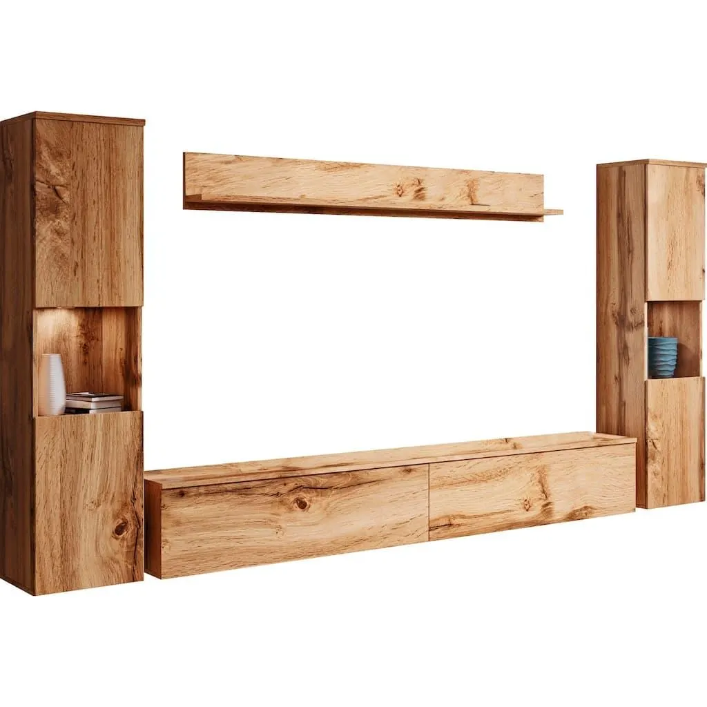 INOSIGN Wohnwand »PARIS, Vitrine Türanschlag links/rechts wechselbar« Komplett-Set, 4 Stk. tlg.