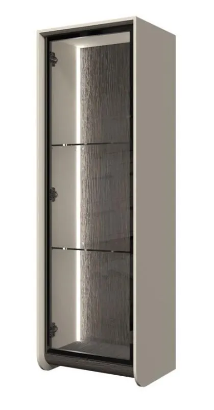 STEINER SHOPPING Hängevitrine mit LED-Beleuchtung | Creme | 1 Glastür | 2 Glaseinlegeböden |