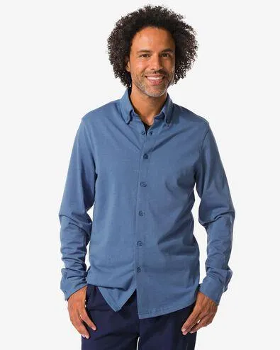 herenoverhemd Billy jersey middenblauw