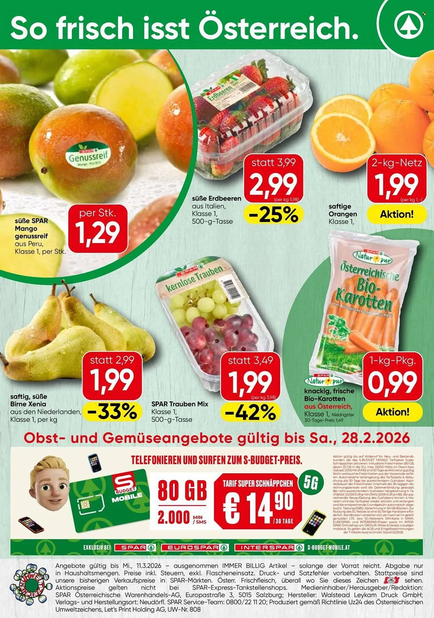 Eurospar Flugblatt von 23. Februar bis 28. Februar 2026 - Flugblätt seite  1