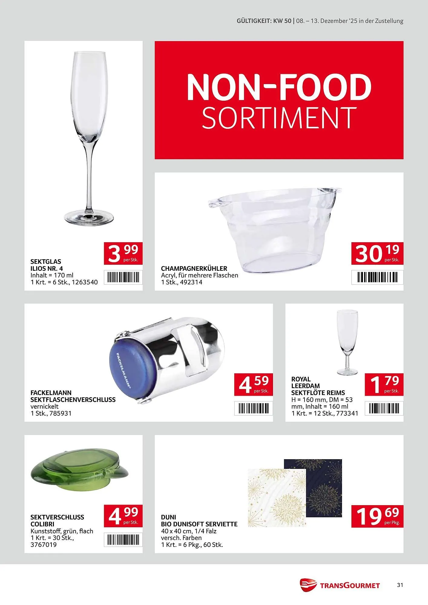 Transgourmet Flugblatt von 8. Dezember bis 13. Dezember 2025 - Flugblätt seite 31