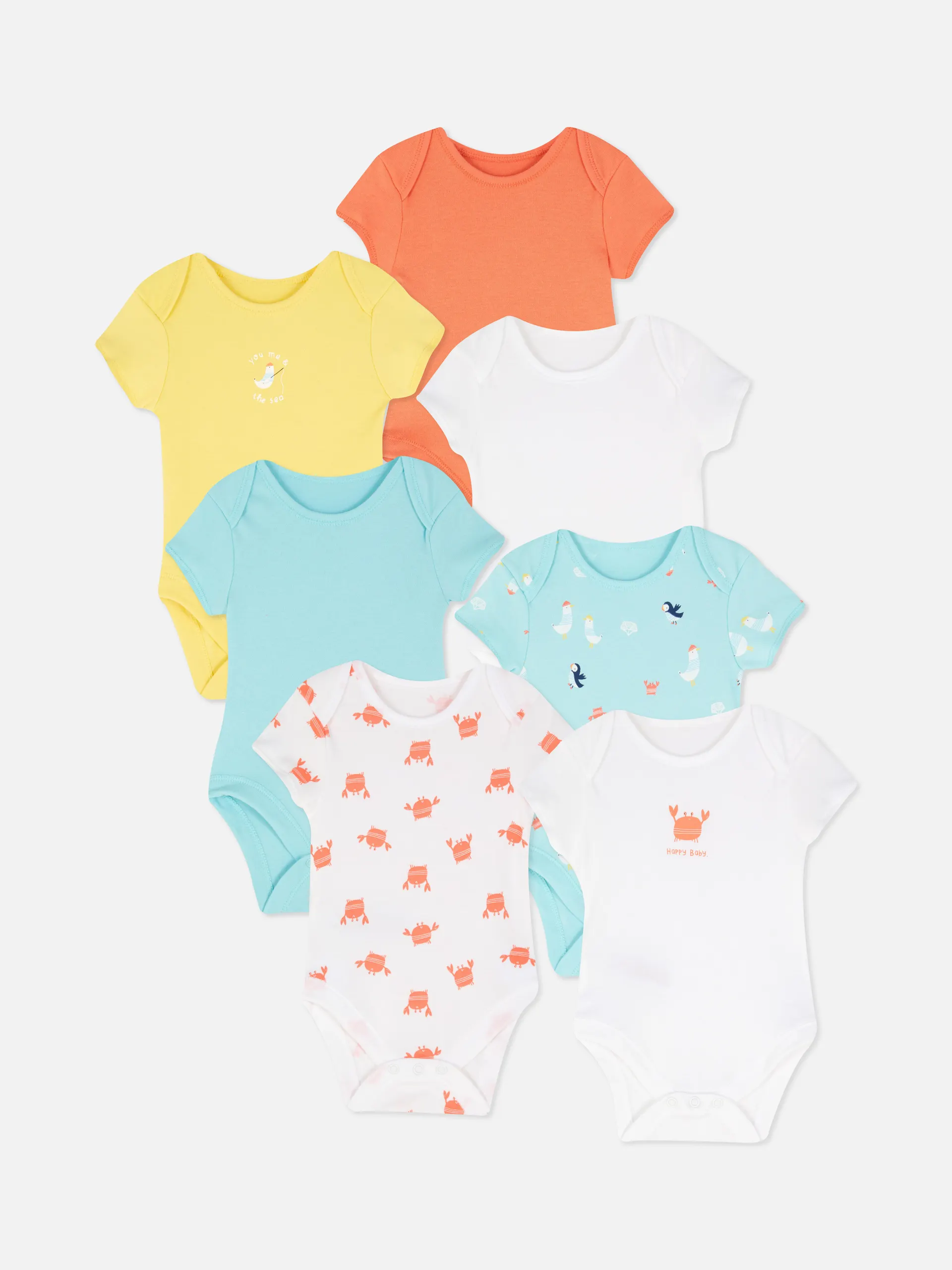 Bodysuits mit Strand-Print, 7er-Pack