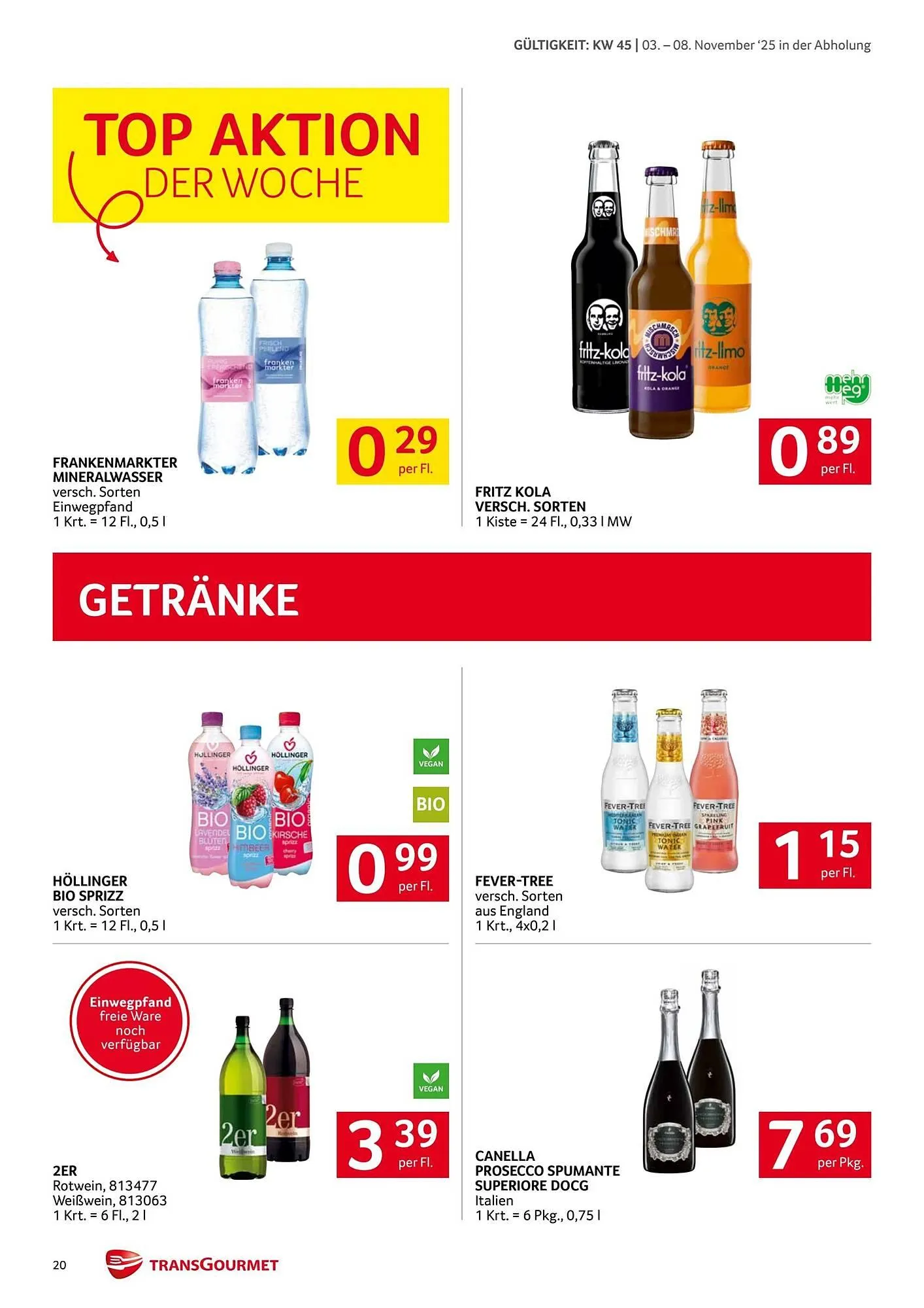 Transgourmet Flugblatt von 3. November bis 9. November 2025 - Flugblätt seite  20