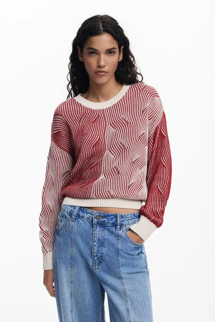 Zweifarbiger Strickpullover