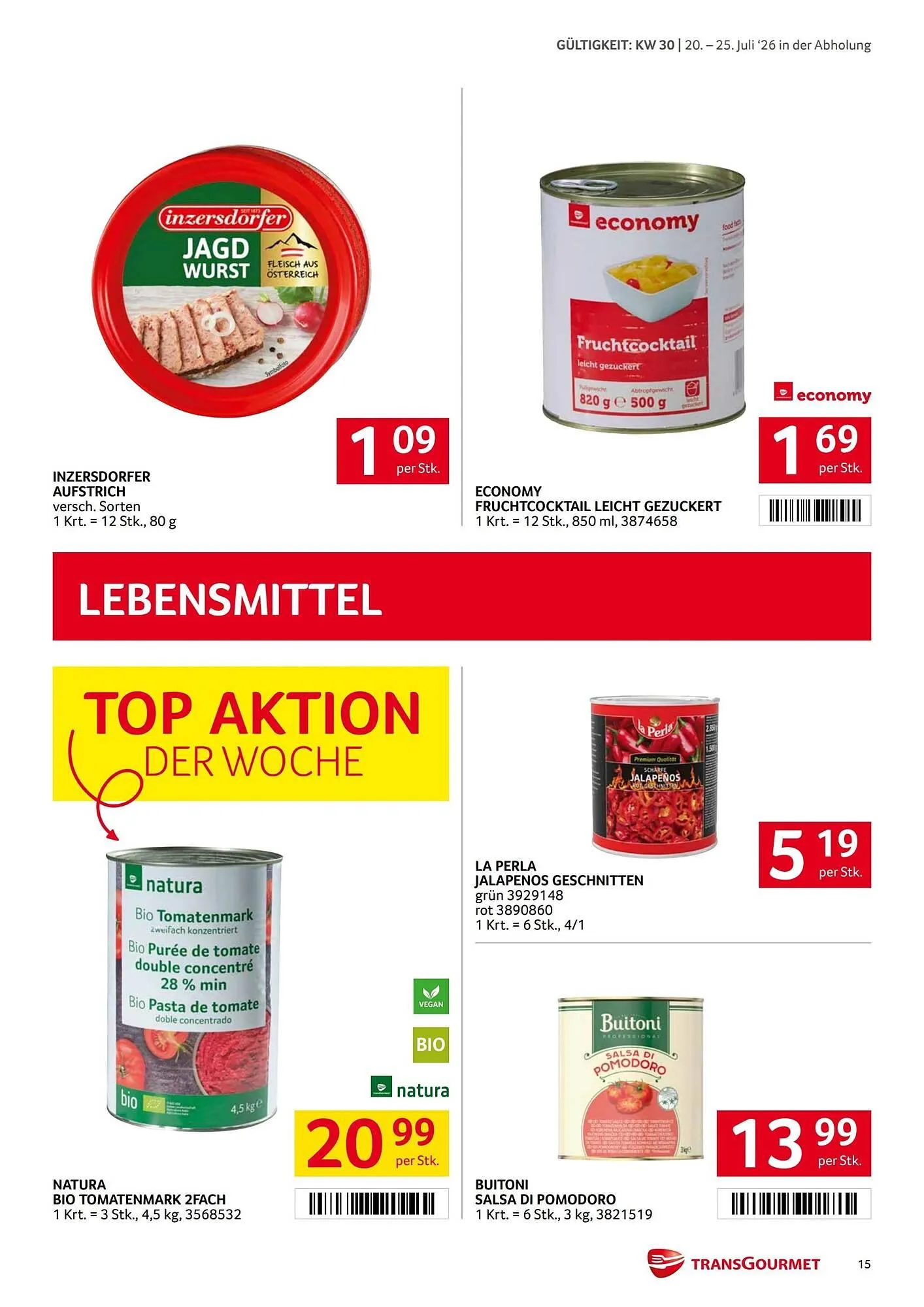 Transgourmet Flugblatt von 20. Juli bis 25. Juli 2026 - Flugblätt seite  14